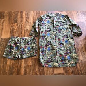 Vintage L.L. Bean Charles Goodnight Sleep Shirt Gown W Boxers, Outdoors Fish